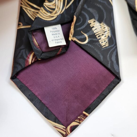 Tim Allen Home Improvement Men's Necktie Polyester Black & Gold 56" x 4" Vintage - Picture 9 of 9